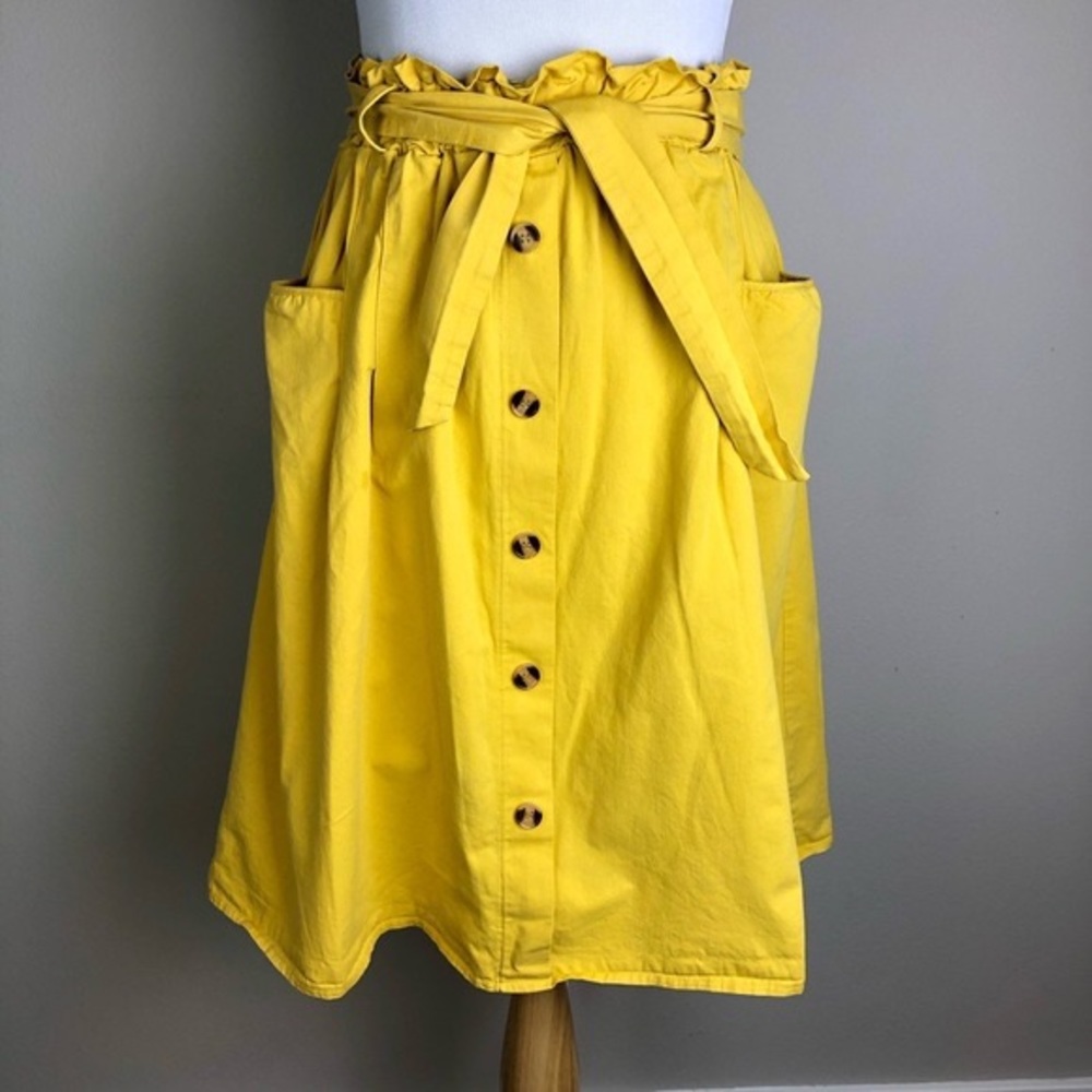 Sadie & Love Mustard Yellow Paper Bag midi skirt (L)
